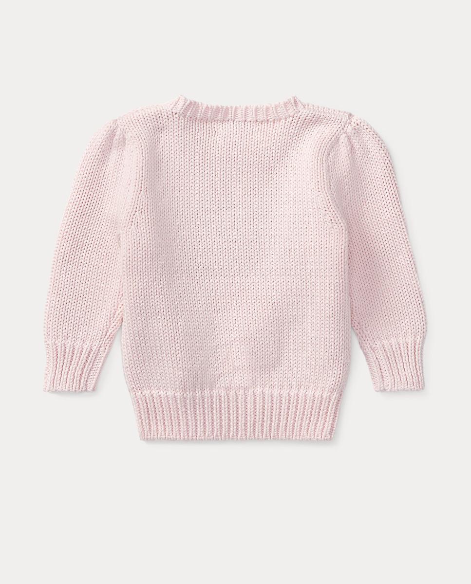 Camisola de Malha de Algodão de Bebé com Bandeira Polo Ralph Lauren Rosa-2