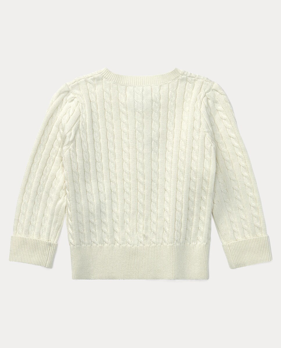 Cardigan de Malha do Cabo de Algodão de Bebé Polo Ralph Lauren Branco-2