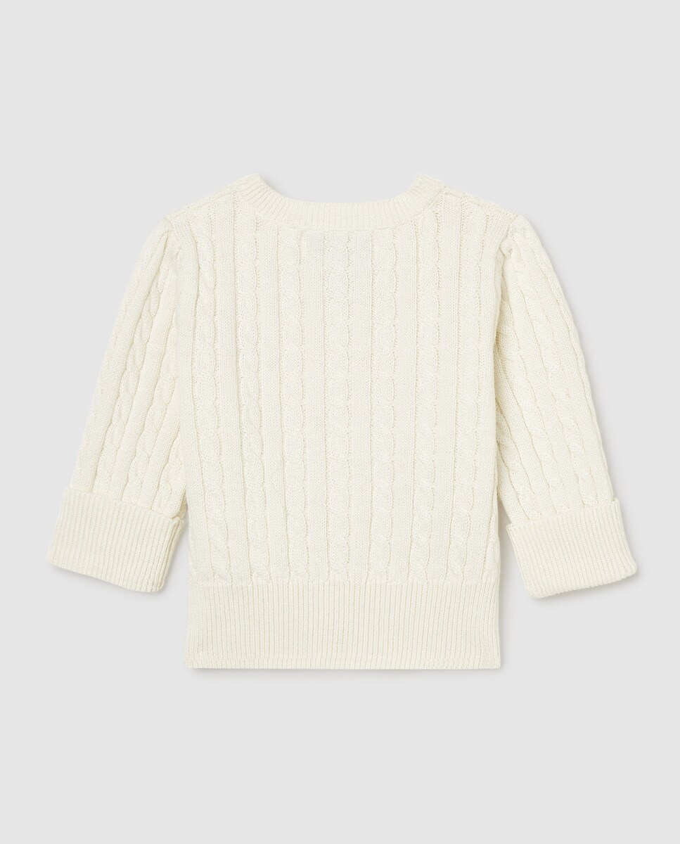 Cardigan de Malha do Cabo de Algodão de Bebé Polo Ralph Lauren Branco-3