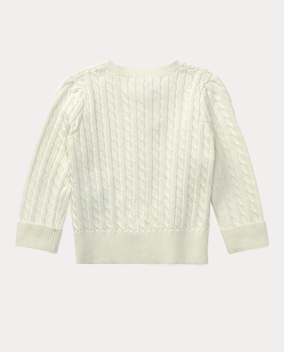 Cardigan de Malha do Cabo de Algodão de Bebé Polo Ralph Lauren Branco-6