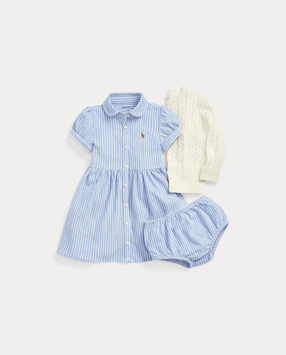 Cardigan de Malha do Cabo de Algodão de Bebé Polo Ralph Lauren Branco-7