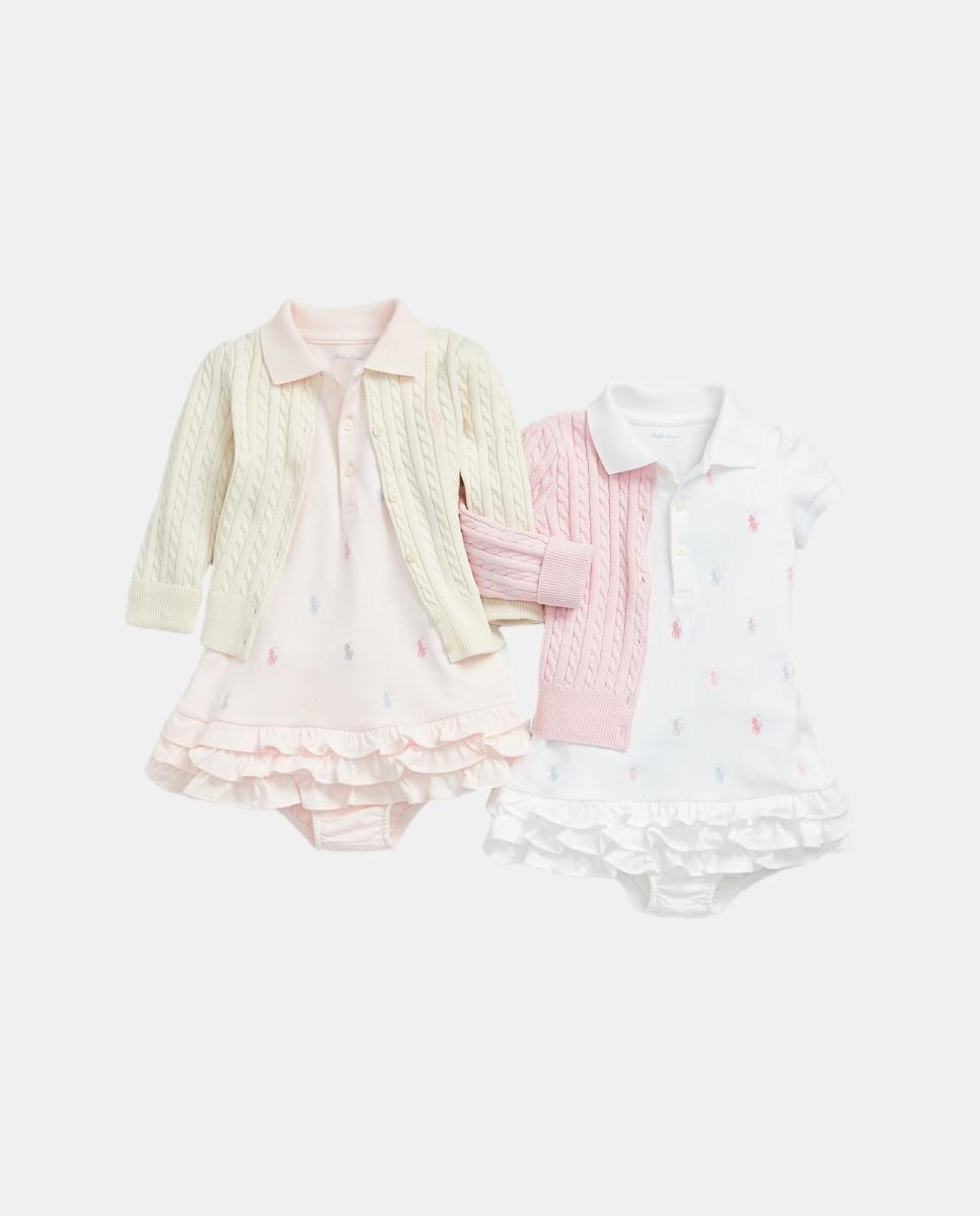Cardigan de Malha do Cabo de Algodão de Bebé Polo Ralph Lauren Branco-9