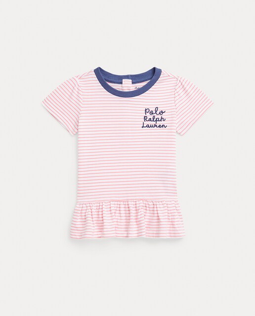 Imagen 0 de Camiseta de bebé niña de algodón con cuello en contraste
