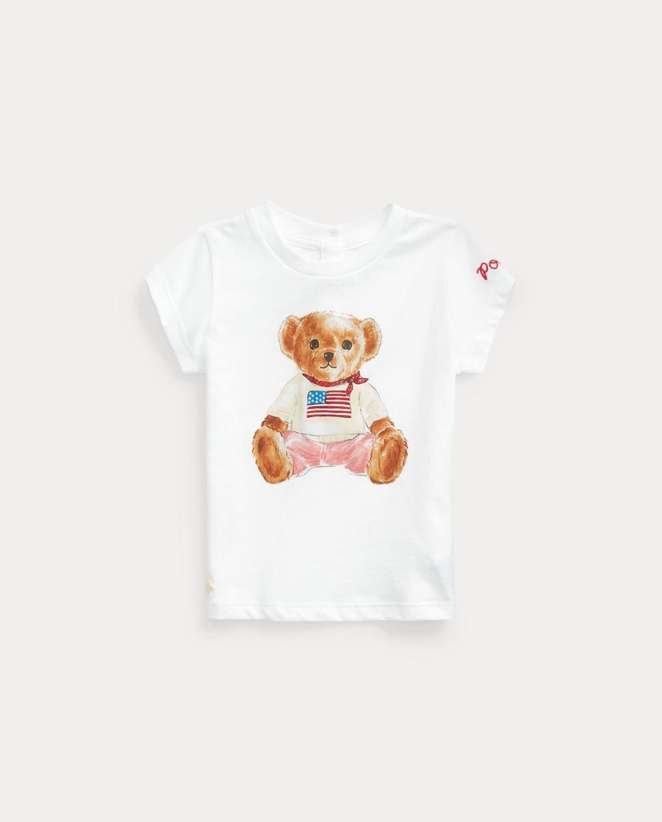T-shirt de Bebé com Polo Bear em Algodão Polo Ralph Lauren Branco-1