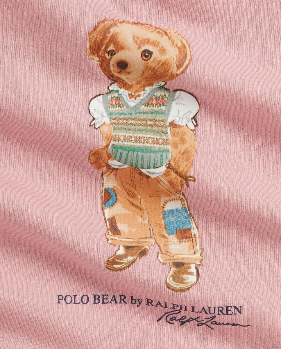 T-shirt de Bebé com Polo Bear em Algodão Polo Ralph Lauren Rosa-3