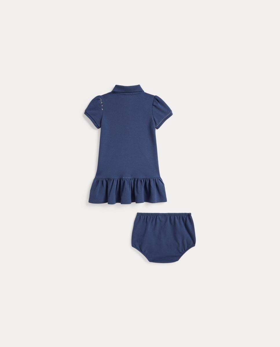 Vestido Polo de Piqué de Bebé com Cueiro Azul-índigo-2