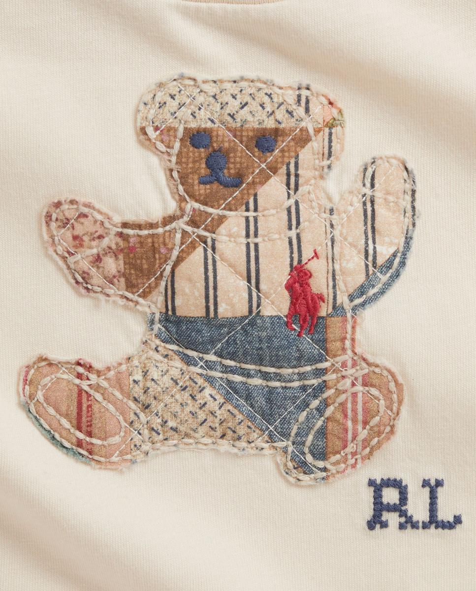 Body de Bebé em Algodão com Ursinho em Patch Polo Ralph Lauren Creme-3
