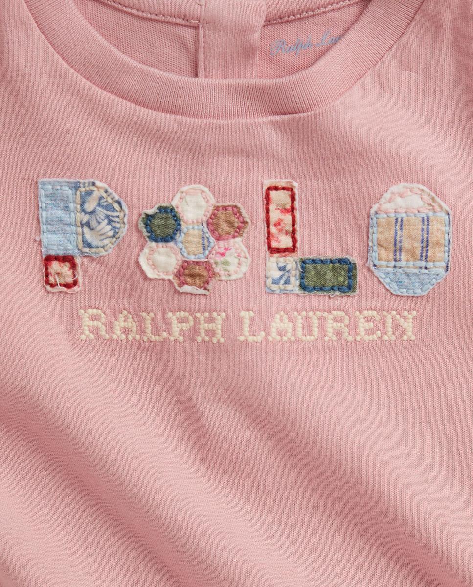 Babygrow de Algodão de Bebé com Logótipo Polo Ralph Lauren Rosa-3
