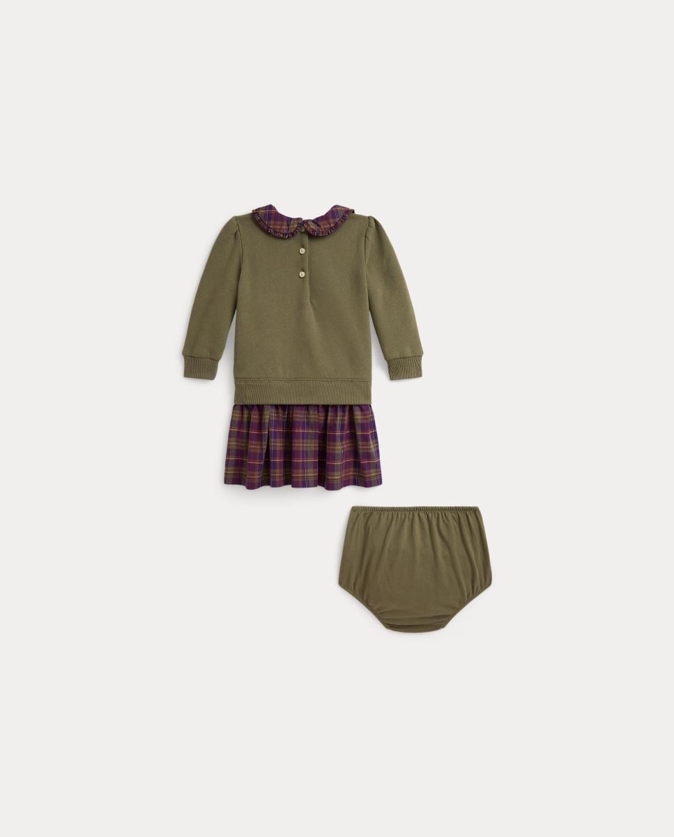 Vestido de Felpa de Bebé com Polo Bear Verde-militar-2