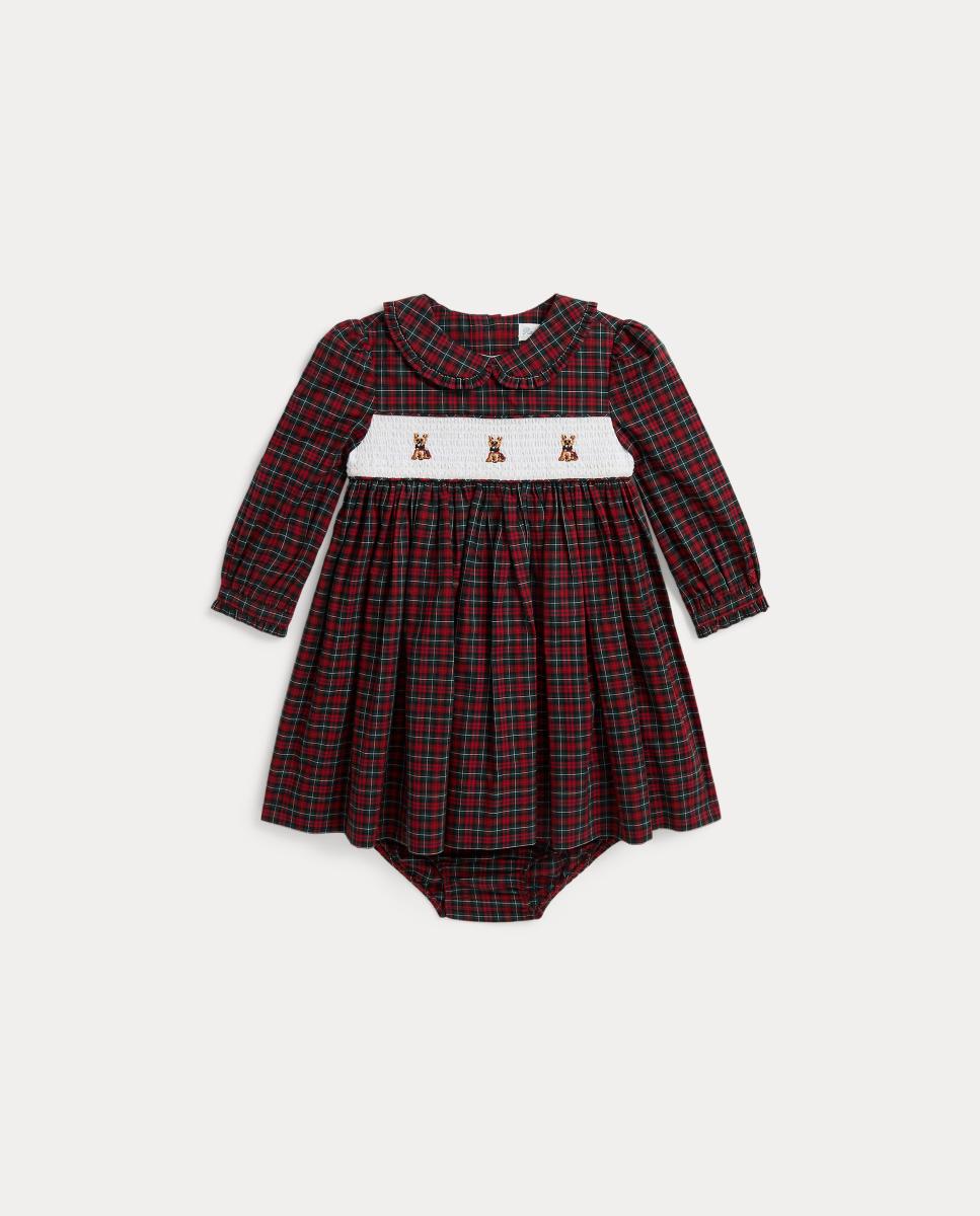 Vestido de bebé niña de popelina de algodón con cuadros - Polo Ralph Lauren - Rojo Rojo-1
