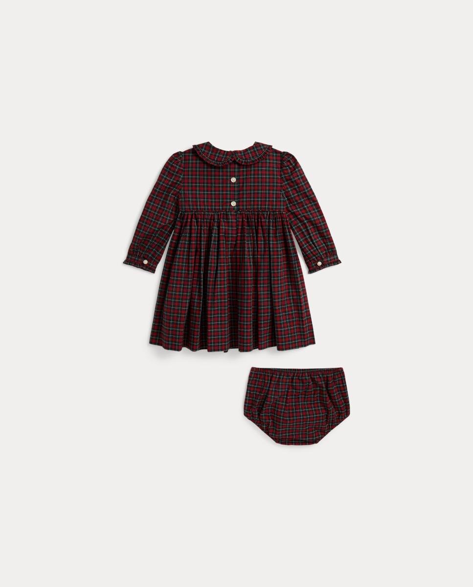 Vestido de bebé niña de popelina de algodón con cuadros - Polo Ralph Lauren - Rojo Rojo-2