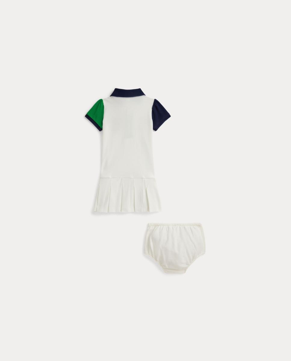 Vestido Tipo Polo de Algodão de Bebé com Cueiro Branco-marfim-2