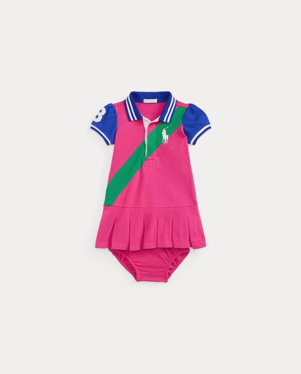 Imagem 0 de Vestido Tipo Polo de Algodão de Bebé com Cueiro