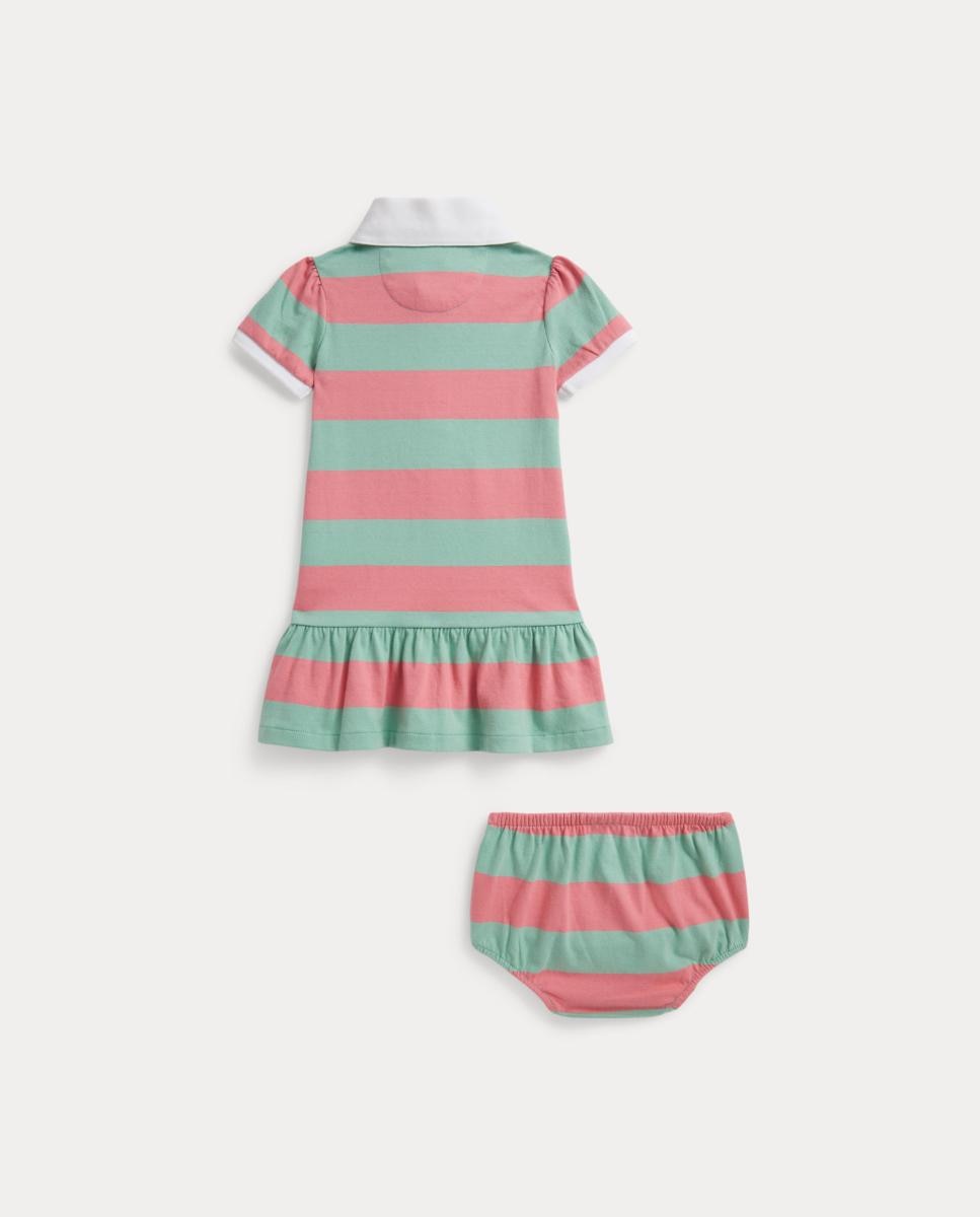 Vestido de Rugby de Algodão de Bebé Polo Ralph Lauren Rosa / Verde-2