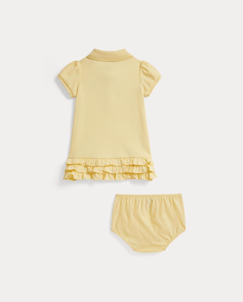 Vestido Tipo Polo de Bebé com Folhos Polo Ralph Lauren Amarelo-2