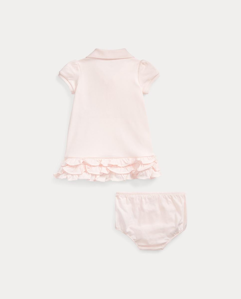 Vestido de Algodão de Bebé com Cavalo Polo Ralph Lauren Rosa-claro-2