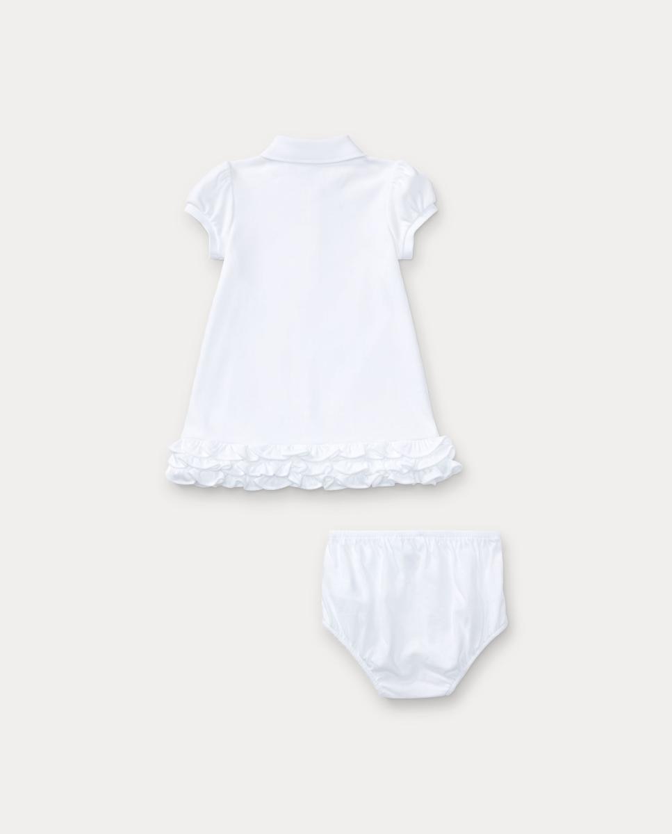 Vestido de Algodão de Bebé com Cavalo Polo Ralph Lauren Branco-2