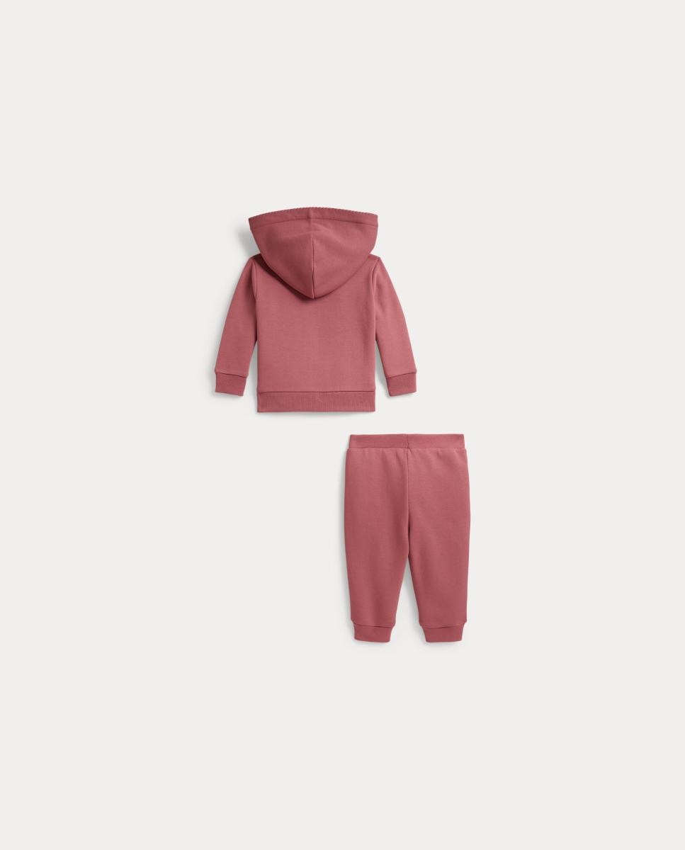 Conjunto de Sweatshirt e Calças de Felpa de Bebé Rosa-2