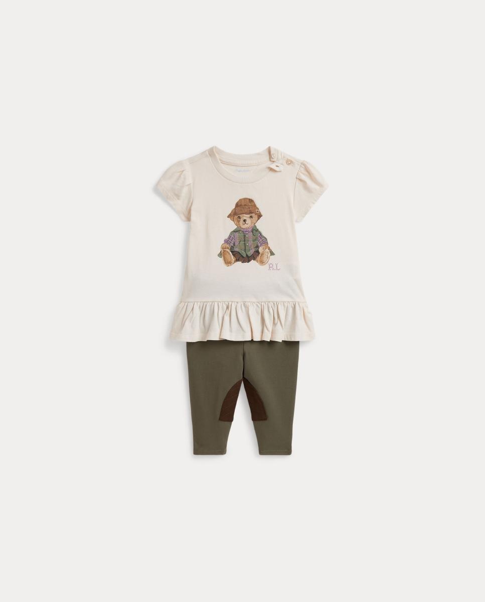 Conjunto de bebé niña de algodón con Polo Bear - Polo Ralph Lauren - Crema Crema-1