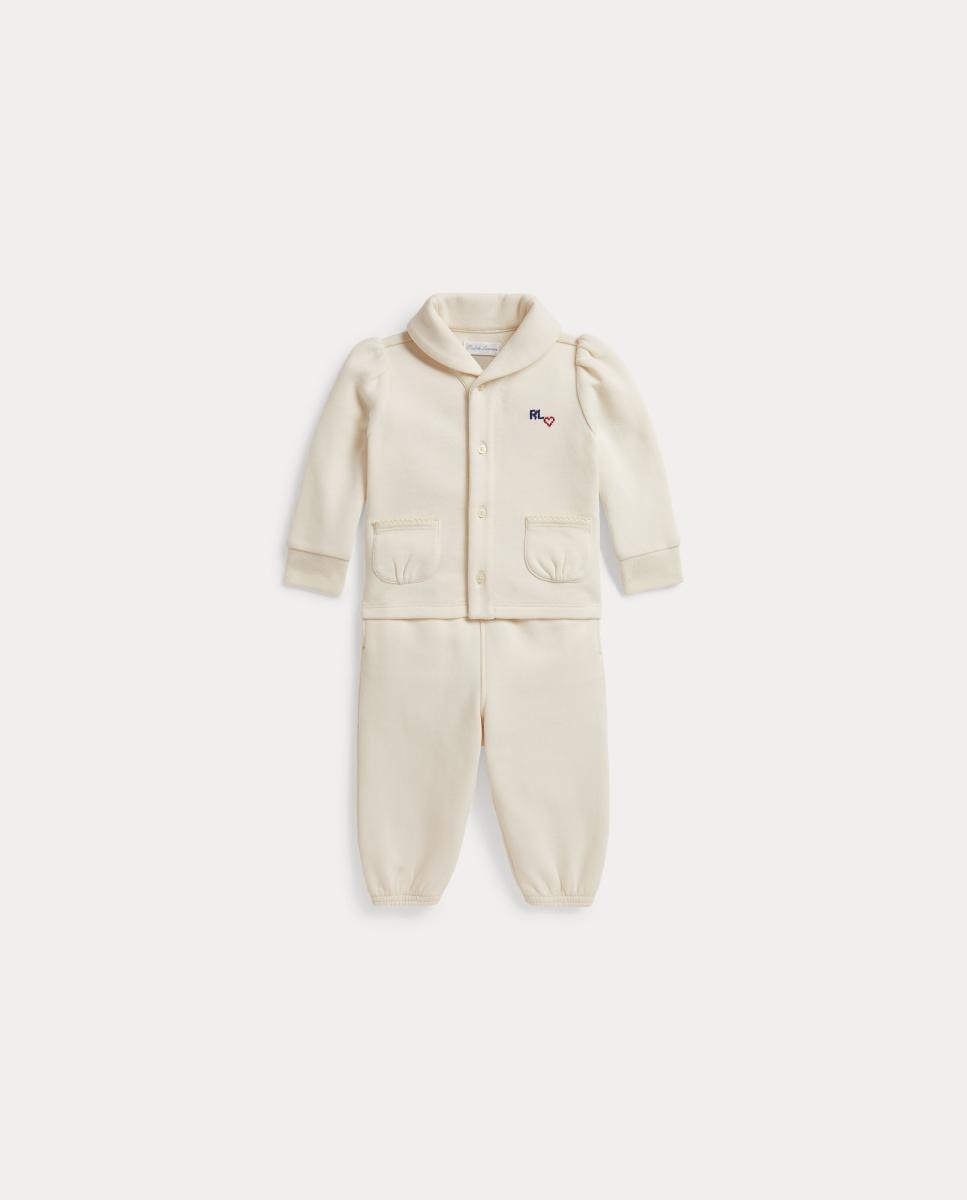 Conjunto de bebé niña dos piezas en felpa - Polo Ralph Lauren - Crema Crema-1