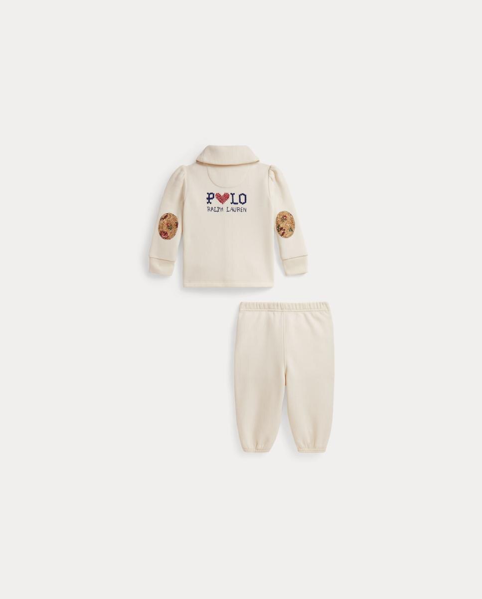 Conjunto de bebé niña dos piezas en felpa - Polo Ralph Lauren - Crema Crema-2
