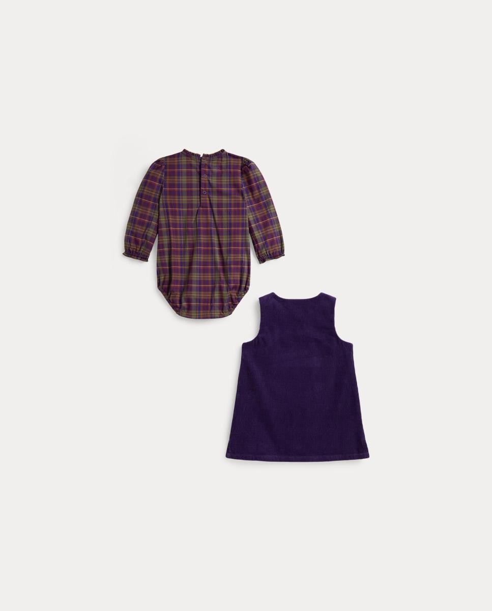 Conjunto de Duas Peças de Bombazina de Bebé Roxo-2
