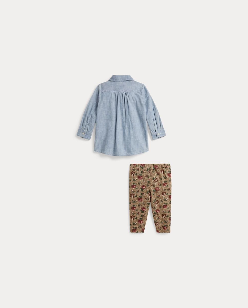 Conjunto de Duas Peças de Bebé com Estampado Floral Azul-claro-2