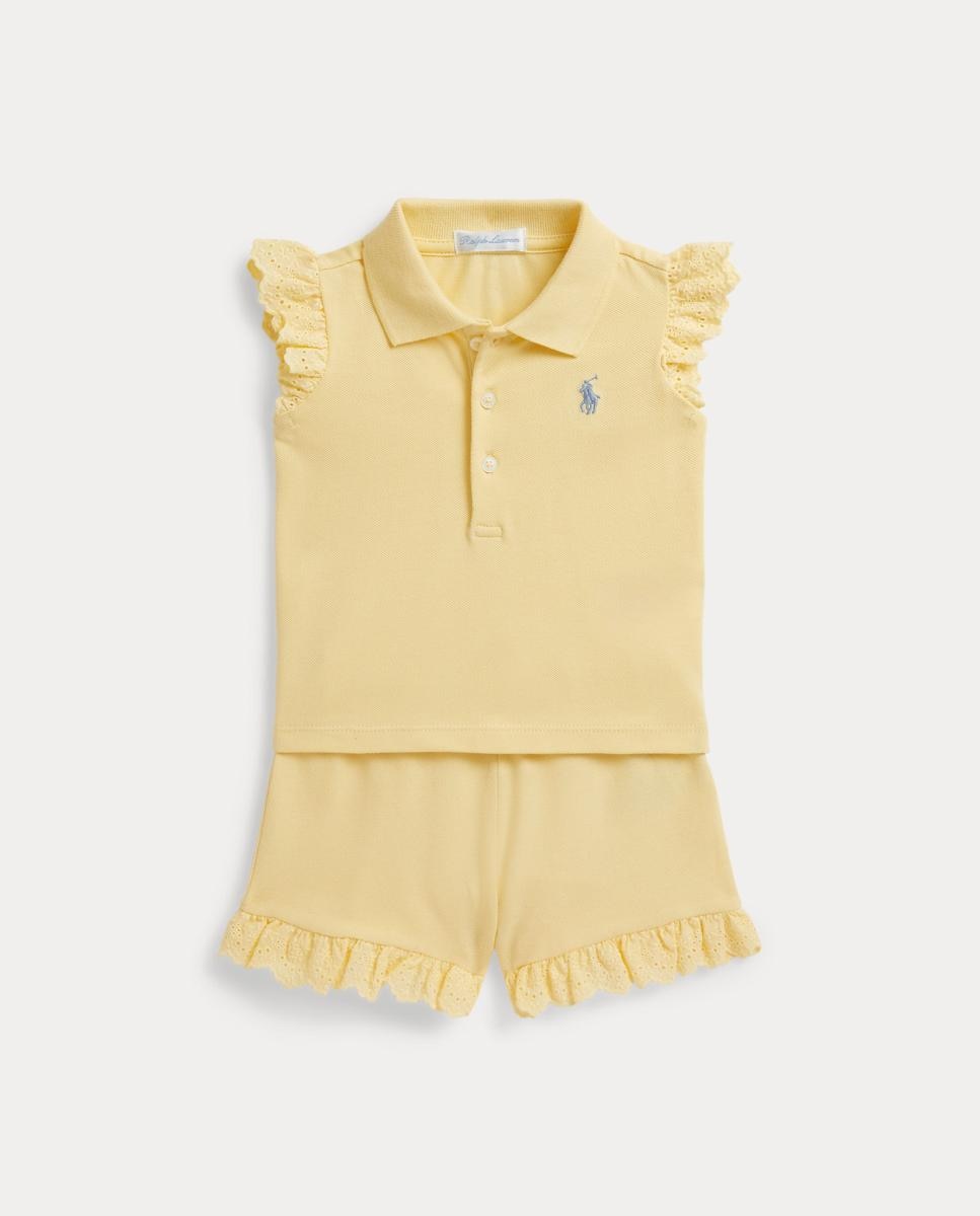 Imagem 0 de Conjunto de Bebé com Calções e Polo de Piqué Elástico