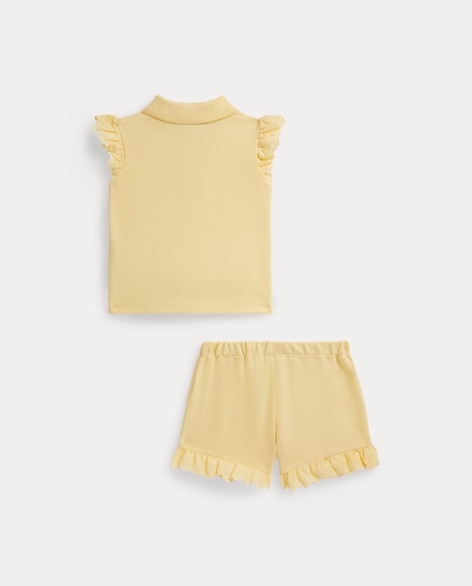 Conjunto de Bebé com Calções e Polo de Piqué Elástico Amarelo-2