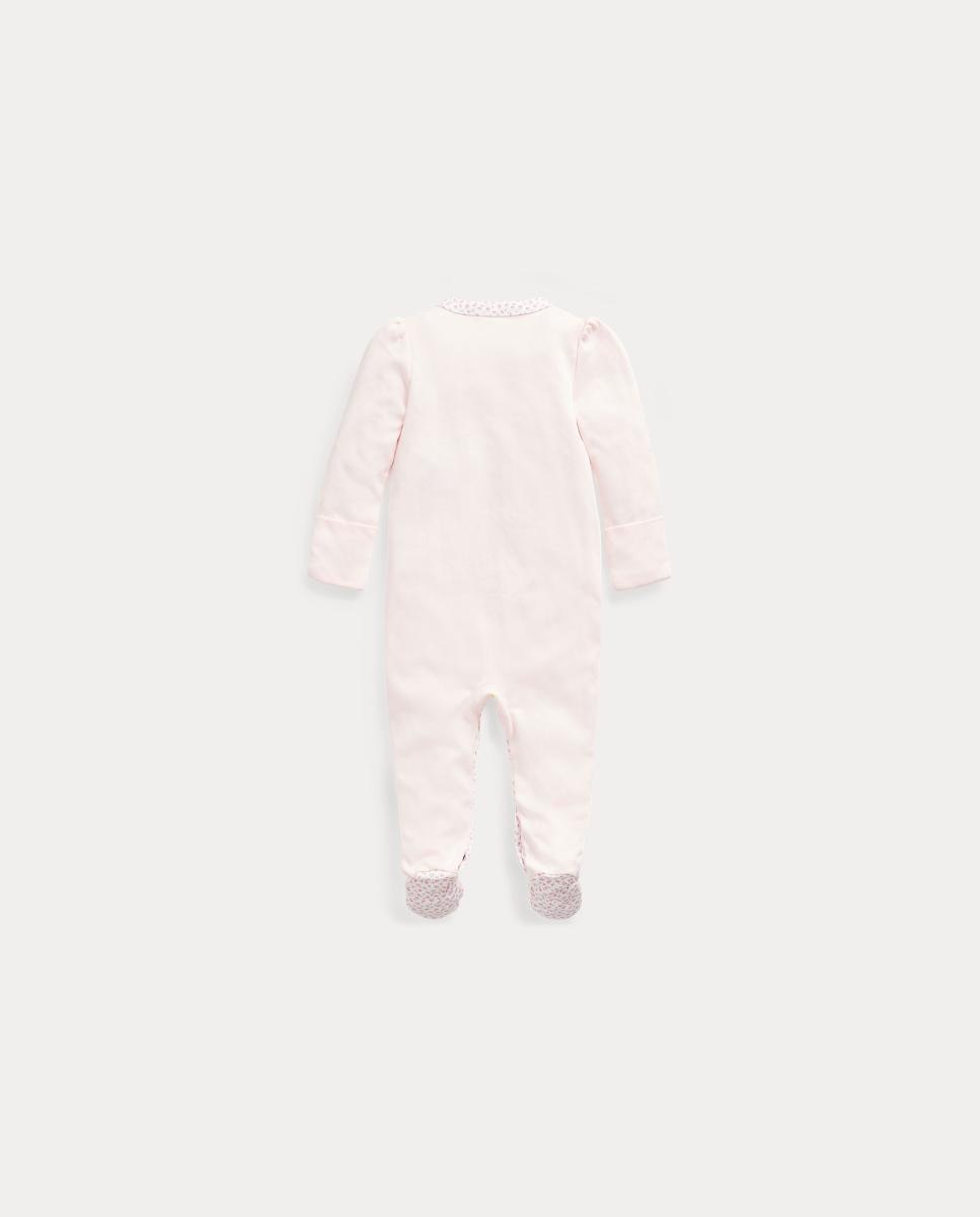 Babygrow de Algodão de Bebé com Debruado Floral Rosa-2
