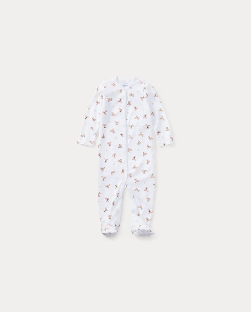 Pelele de bebé niña de algodón con el osito de Polo - Polo Ralph Lauren - Blanco Blanco-1
