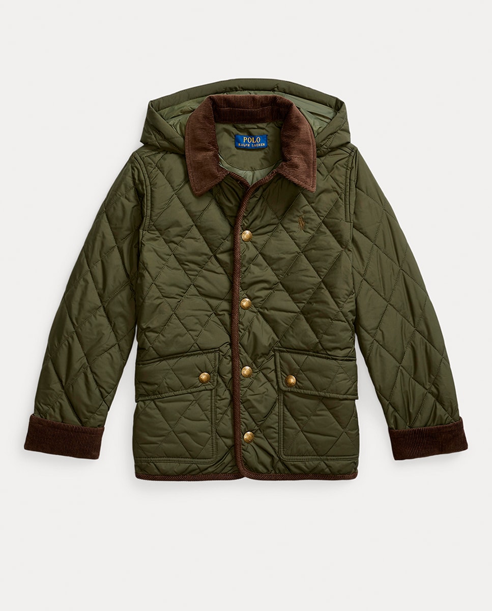 Husky Acolchoado com Capuz Verde-militar-1