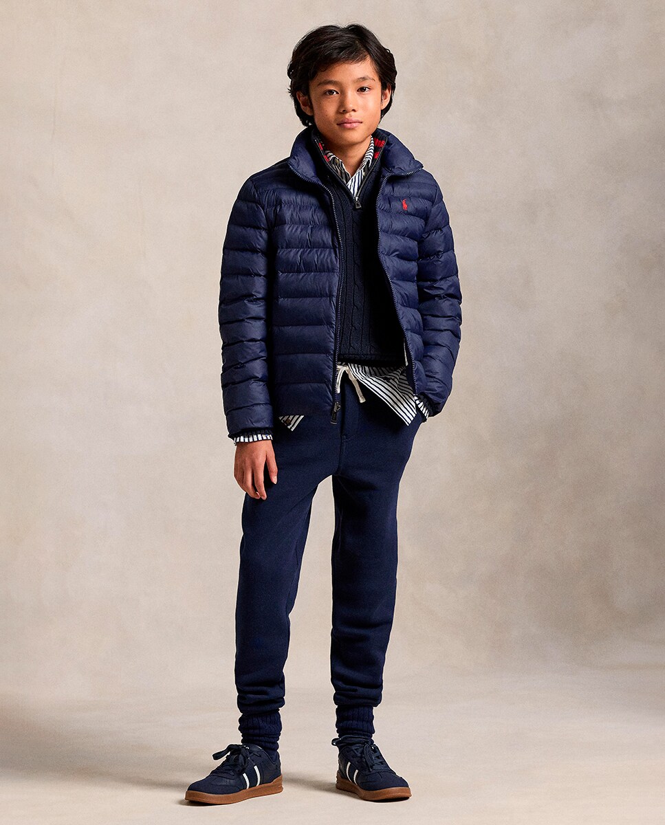 Blusão Acolchoado Repelente à Água Azul-marinho-3