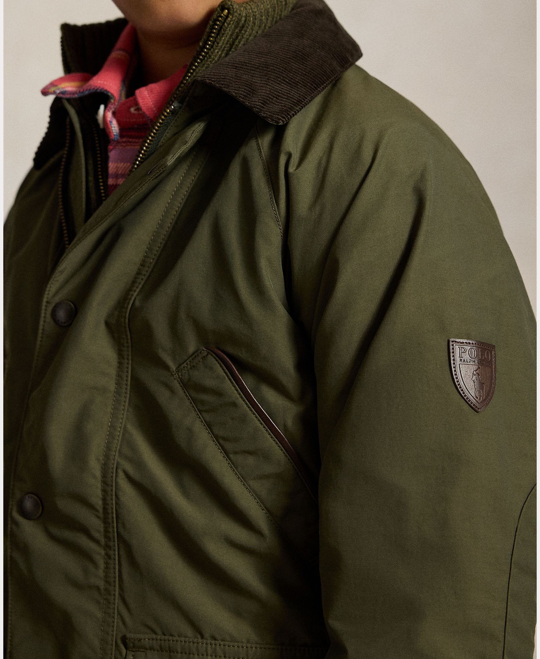 Parka Unissexo com Gola e Mangas de Bombazina Polo Ralph Lauren Caqui-3