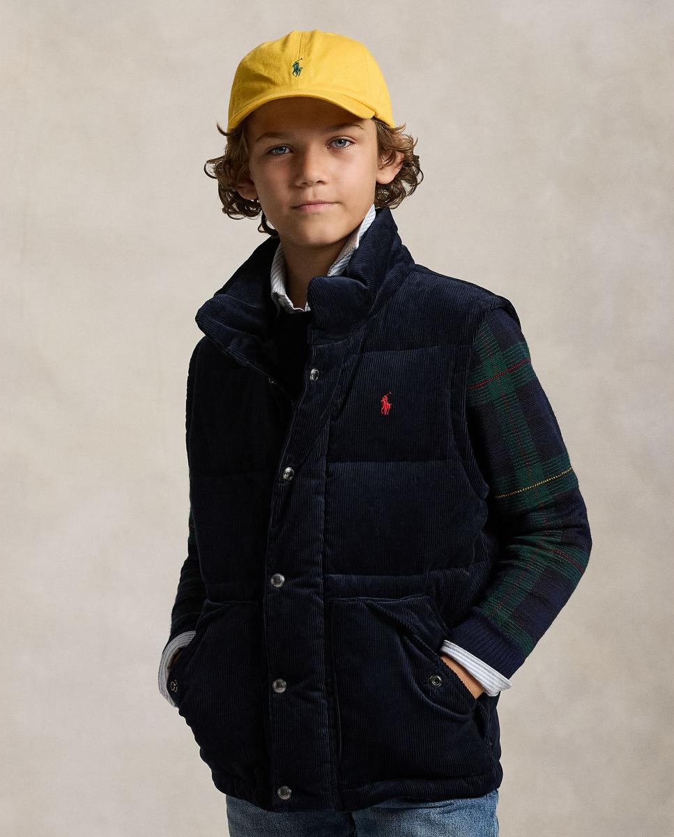 Blusão Acolchoado Unissexo de Bombazina com Cavalo Bordado Polo Ralph Lauren Azul-marinho-2