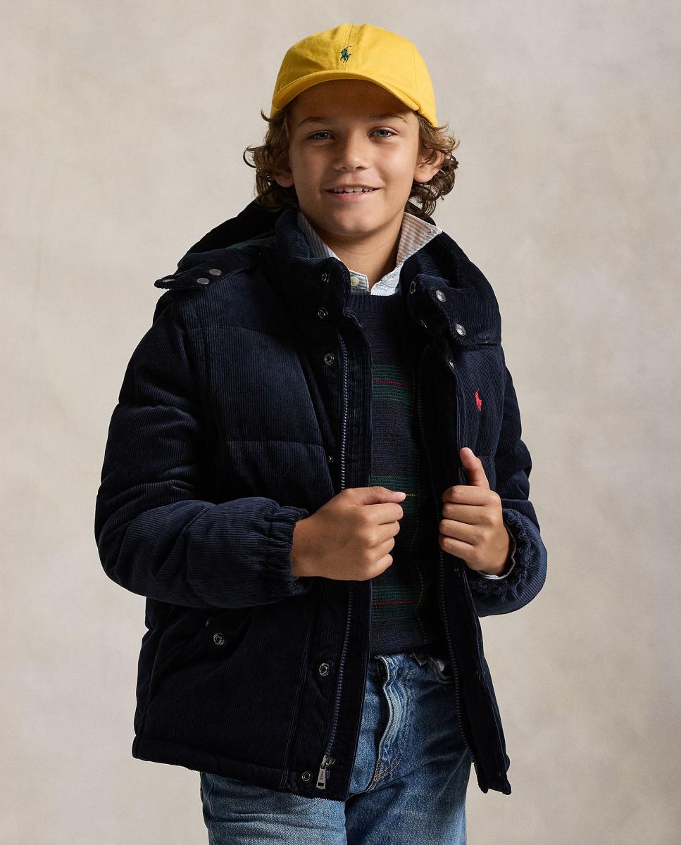Blusão Acolchoado Unissexo de Bombazina com Cavalo Bordado Polo Ralph Lauren Azul-marinho-4