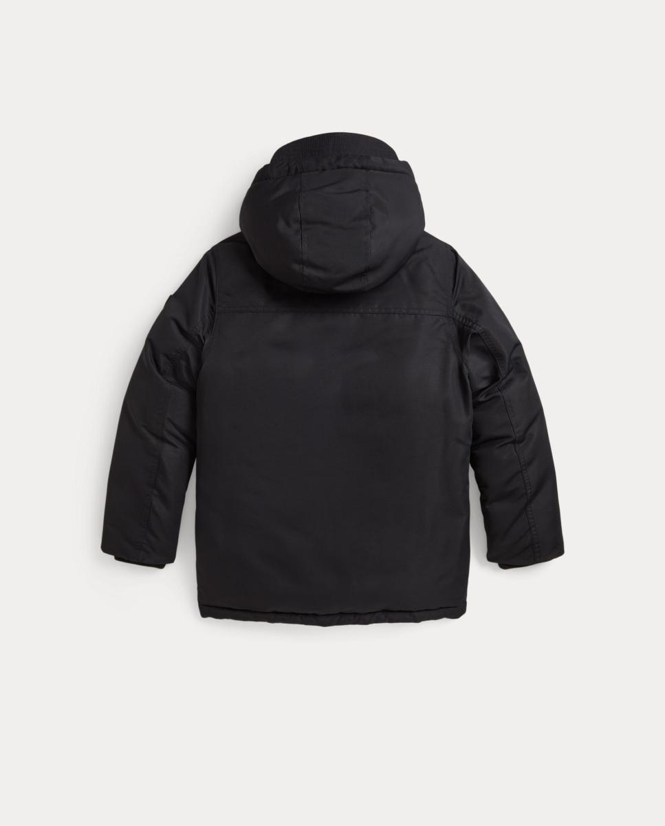 Parka Unissexo de Penugem com Capuz Preto-2