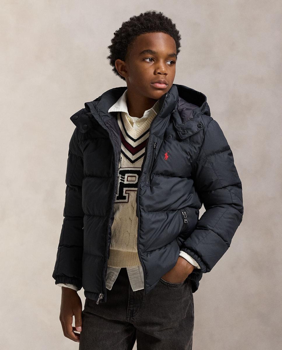 Blusão Acolchoado Unissexo de Penugem Ripstop com Capuz Polo Ralph Lauren Preto-2