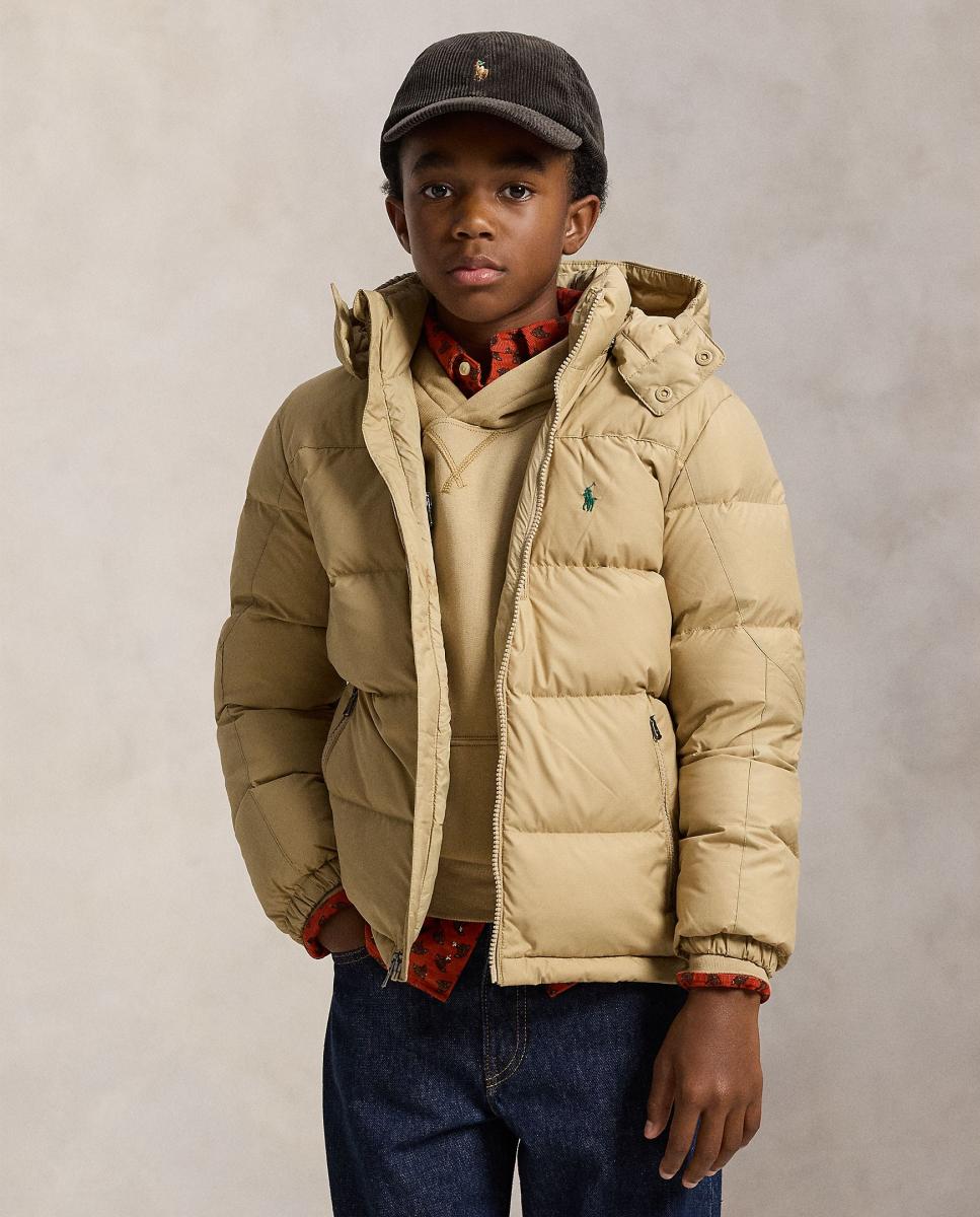 Blusão Acolchoado Unissexo de Penugem Ripstop com Capuz Polo Ralph Lauren Bege-2
