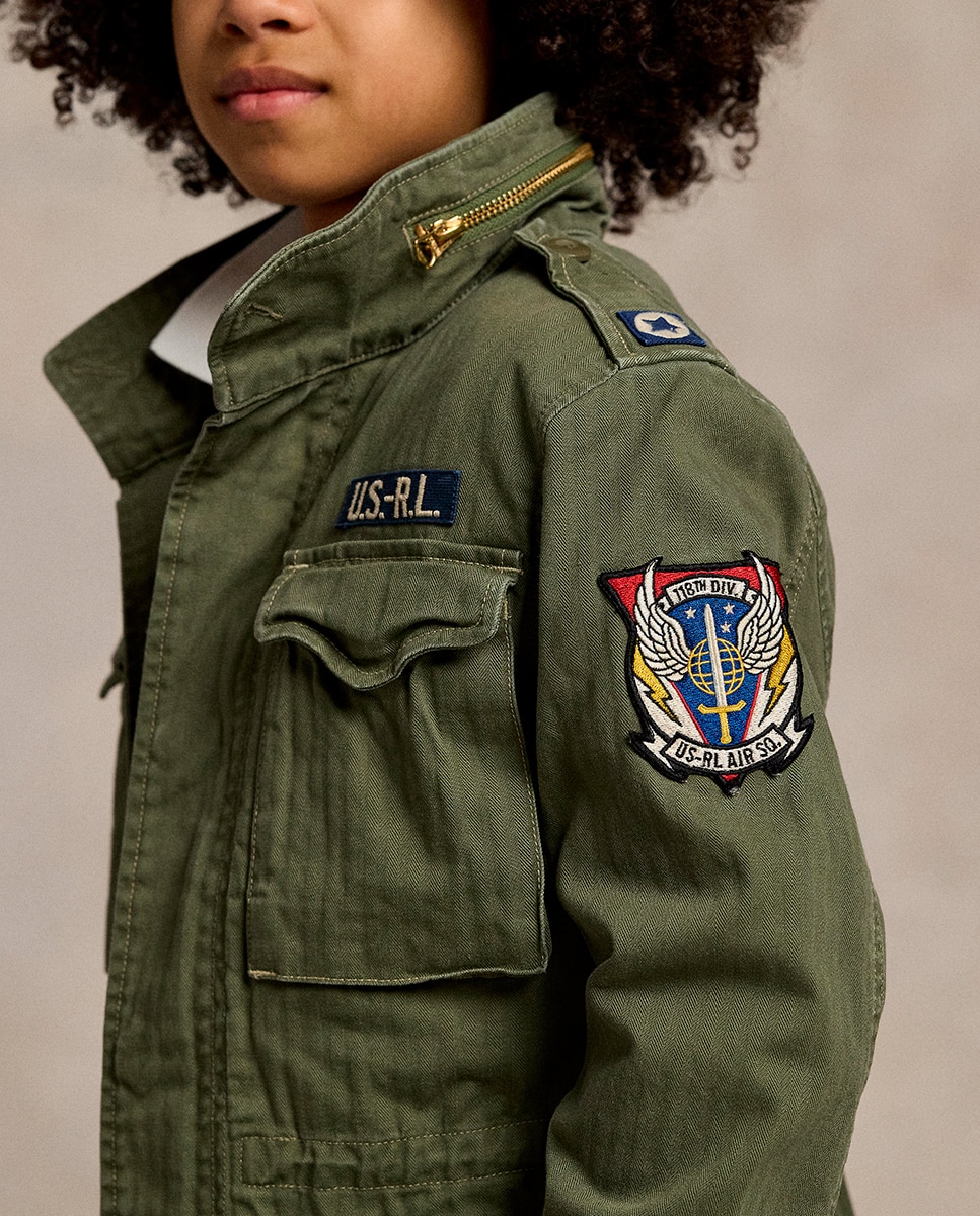 Parka Unissexo com Capuz e Remendos Verde-militar-2