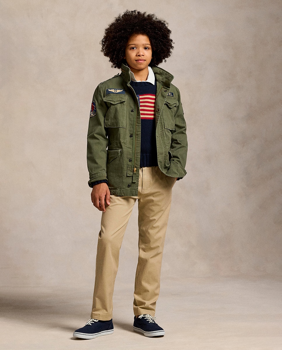 Parka Unissexo com Capuz e Remendos Verde-militar-3