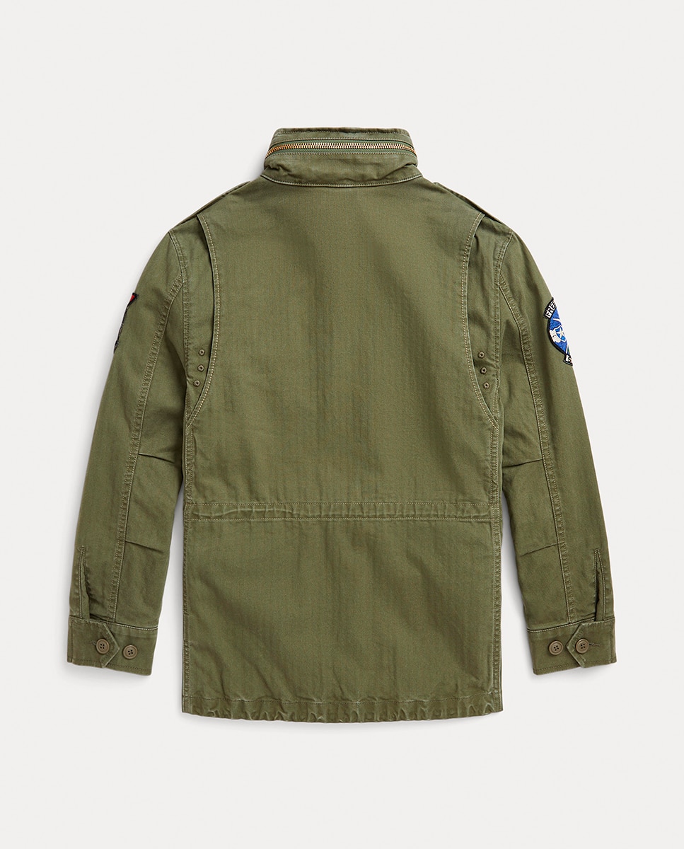 Parka Unissexo com Capuz e Remendos Verde-militar-6