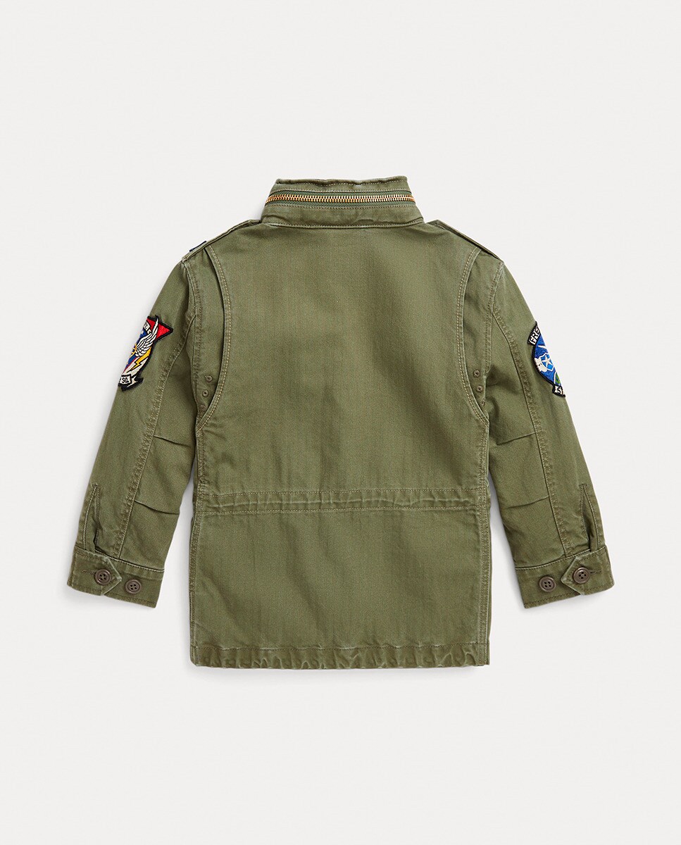 Parka Unissexo com Capuz e Remendos Verde-militar-7