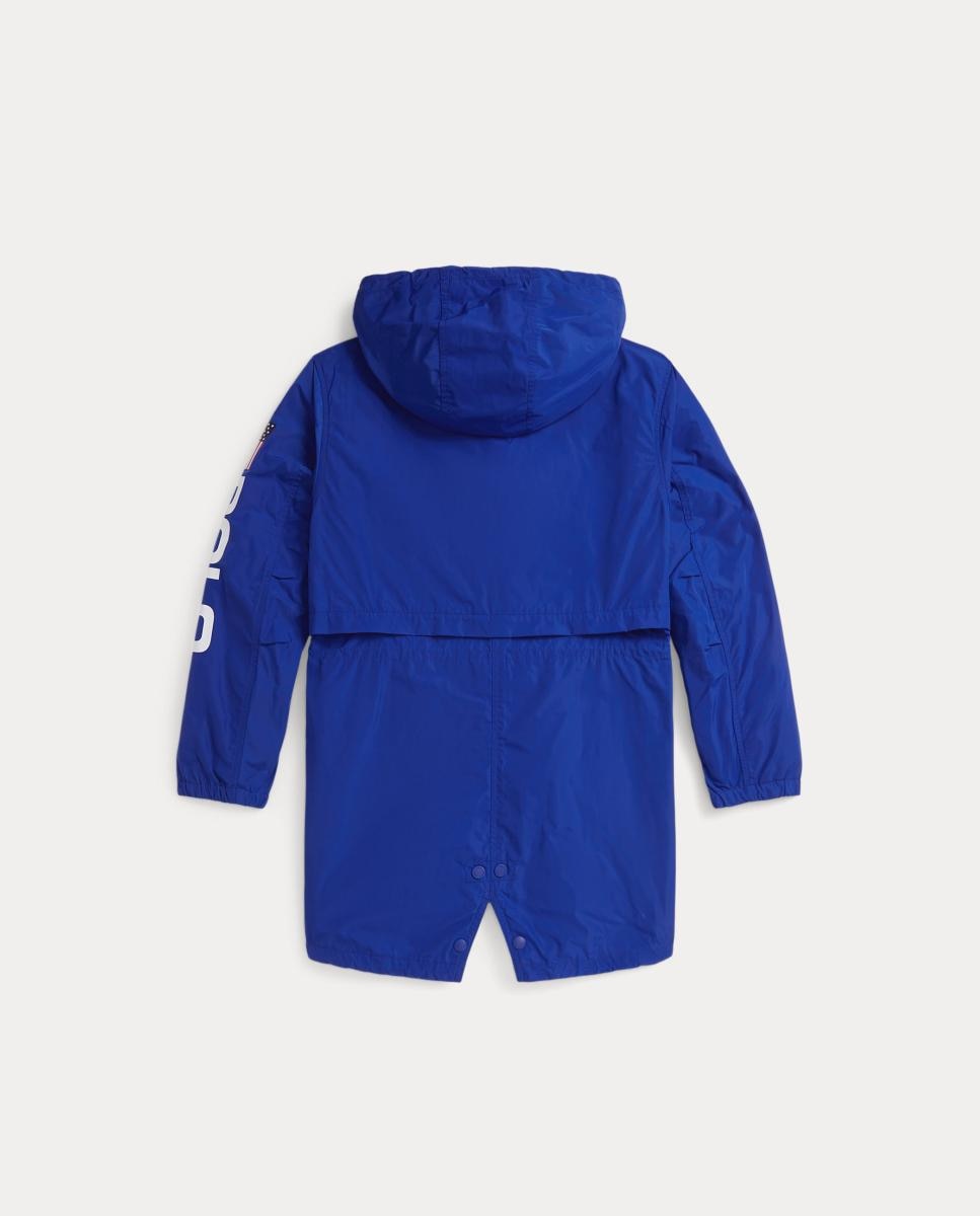 Casaco Comprido com Capuz e Logótipo Azul-elétrico-2