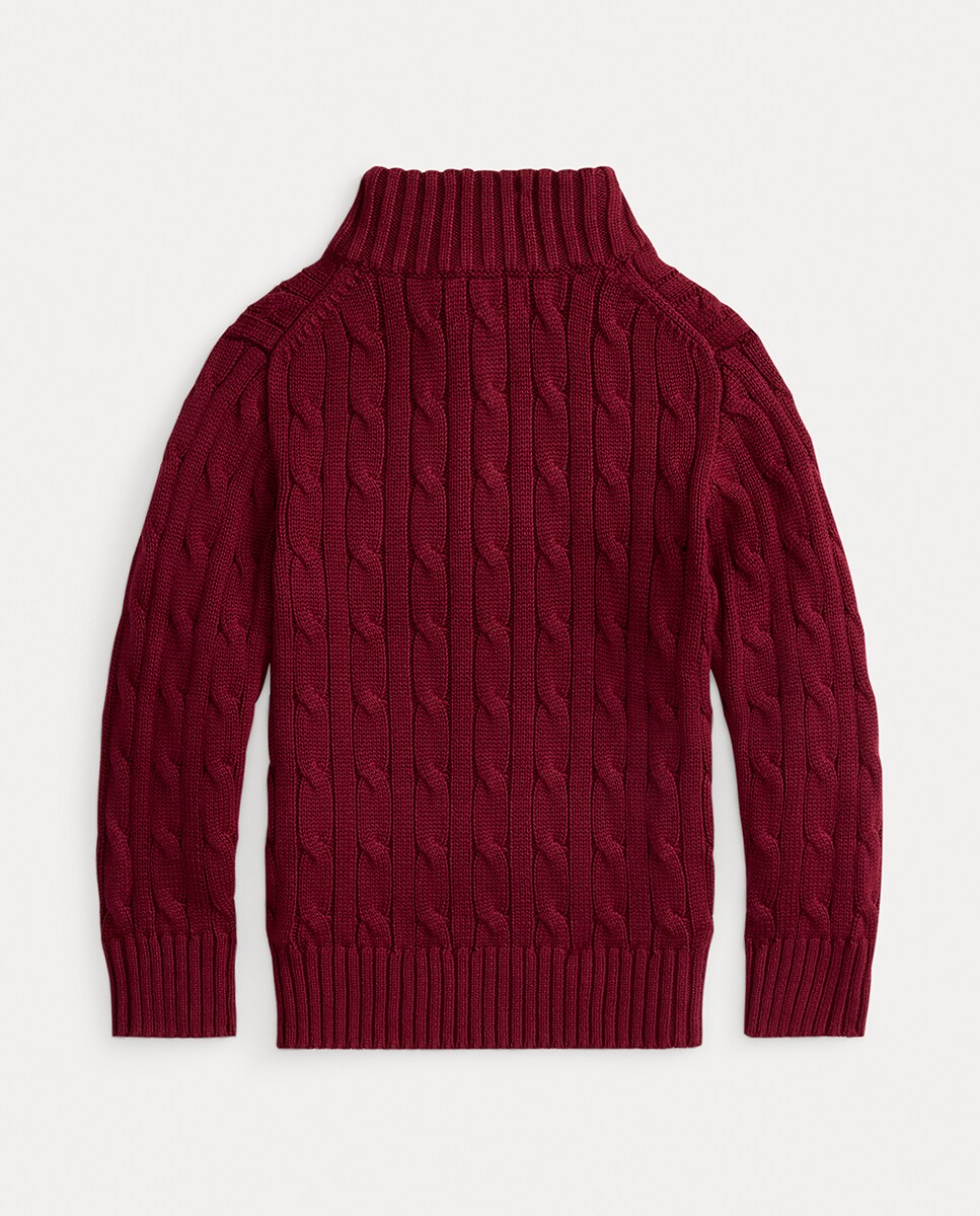Camisola de Malha do Cabo com Meio Fecho de Correr Bordeaux-2