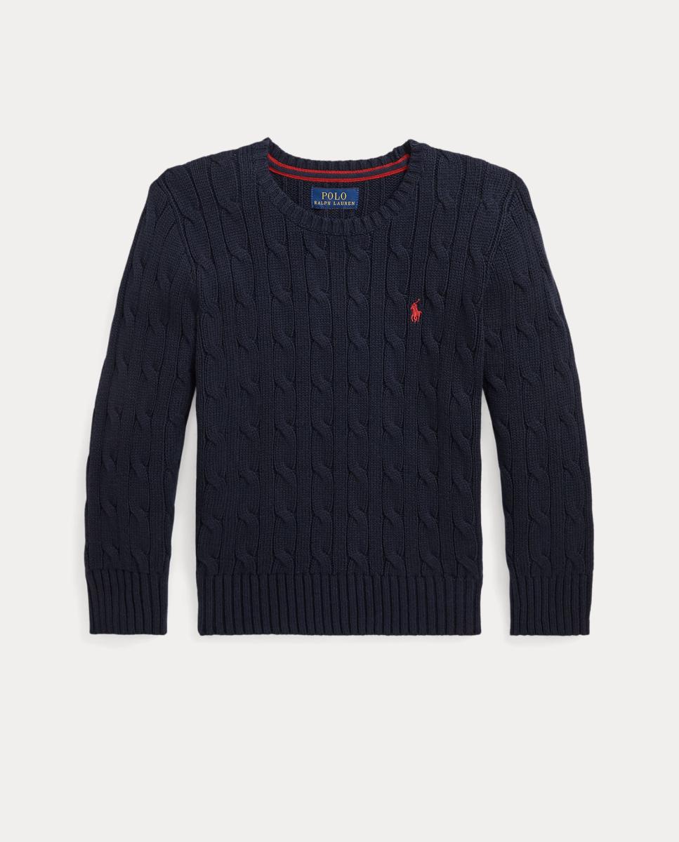 Camisola de Malha do Cabo Unissexo de Algodão Polo Ralph Lauren Azul-marinho-5