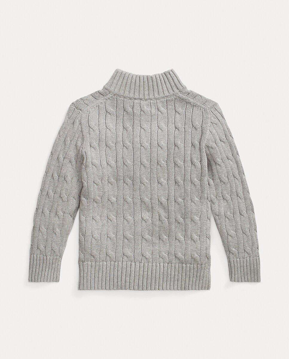 Camisola de Malha do Cabo com Meio Fecho de Correr Cinzento-2