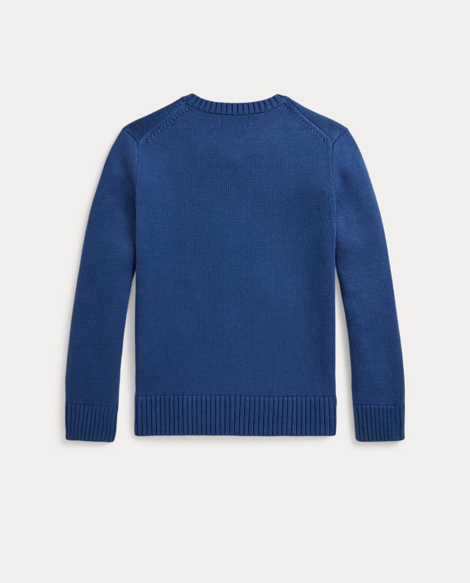Camisola de Malha Unissexo de Algodão com Polo Bear Azul-índigo-5
