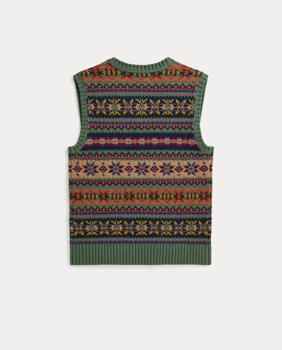 Colete de Malha Unissexo Estampado com Decote em Bico Polo Ralph Lauren Multicolor-6
