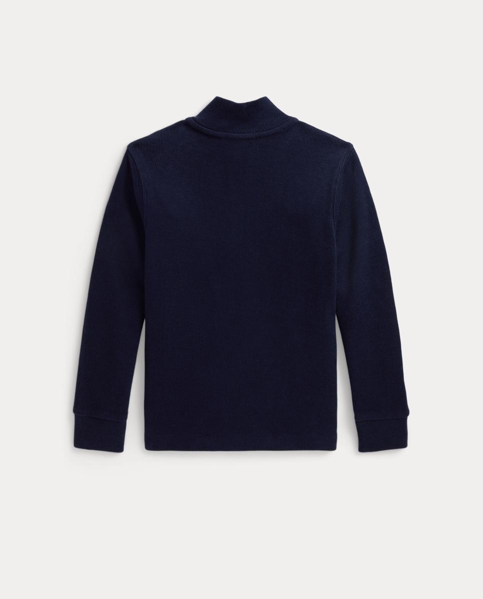 Sweatshirt Canelada com Meio Fecho de Correr Azul-marinho-2